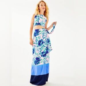 NWT Lilly Pulitzer Jemma Crop Top & Maxi Wrap Skirt Set Pink Tropics - Size 6